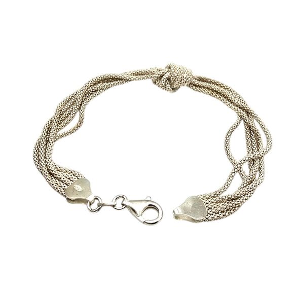 Vintage Bracelet Sterling Silver 925 Multichain Knot Italy 7" Length 6g - Picture 2 of 9